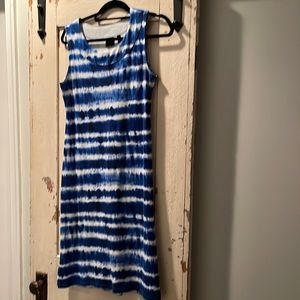 Blue tie-dyed style stripe dress